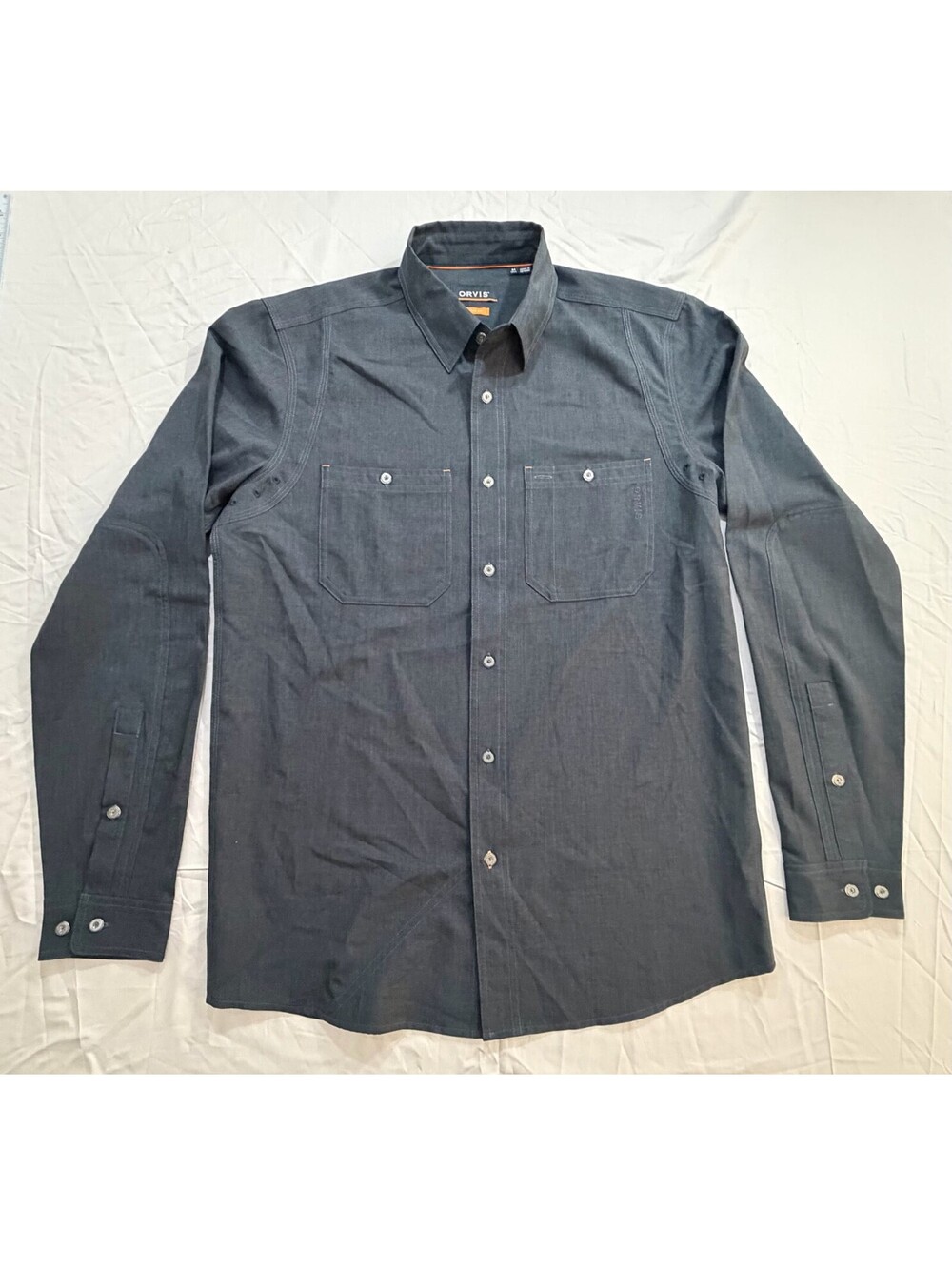 Orvis Active Fit Men’s M Tall Black Long Sleeve Fishing Outdoor Button Up Shirt